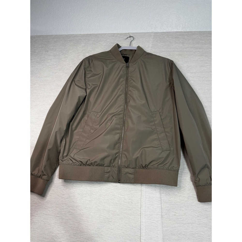 H&M Mens Bomber Jacket Taupe Brown Full Zip Lightweight Size M 09766416